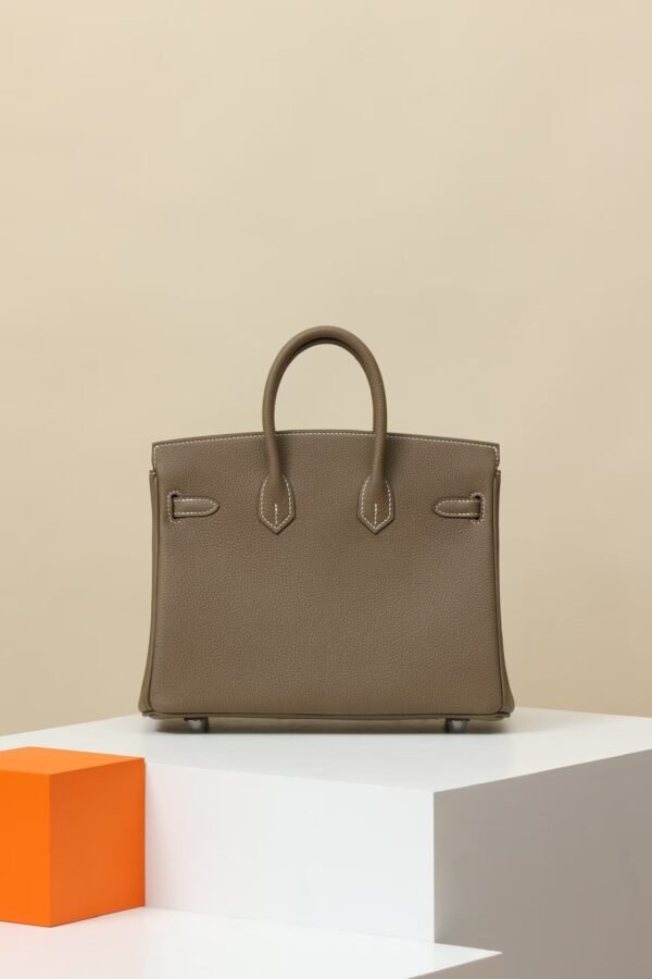 HERMES Birkin 25 Handbag in Etoupe Togo Leather with Silver Hardware