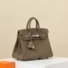 HERMES Birkin 25 Handbag in Etoupe Togo Leather with Silver Hardware