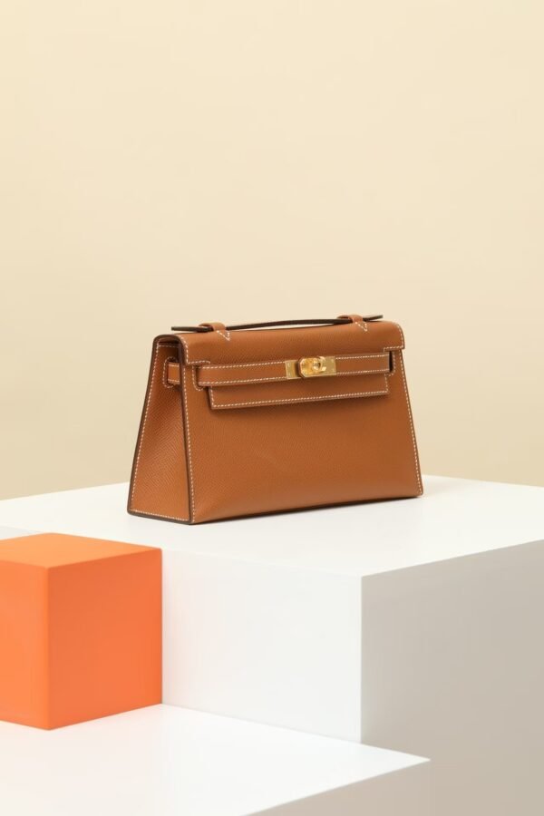 HERMES Kelly 22 Pochette in Gold Epsom Leather with Gold Hardware