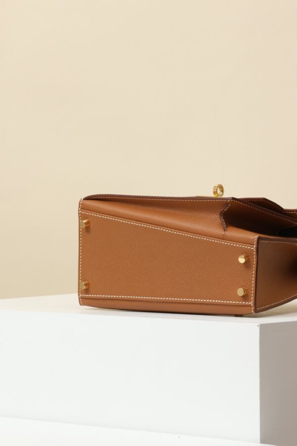 HERMES Kelly 20 Disorder Crossbody Bag in Gold Epsom Leather with Gold Hardware