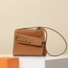 HERMES Kelly 20 Disorder Crossbody Bag in Gold Epsom Leather with Gold Hardware