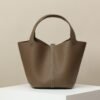 HERMES Picotin Lock 22 Bucket Bag in Étoupe Taurillon Clemence Leather with